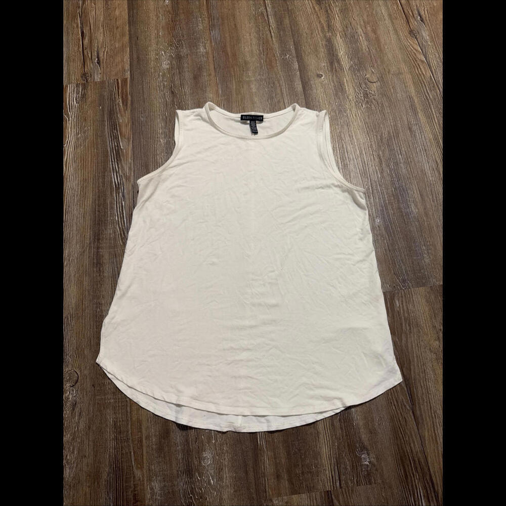 Eileen Fisher White Basic Quiet Luxury Designer Oversized‎ Stretchy Tank XXS